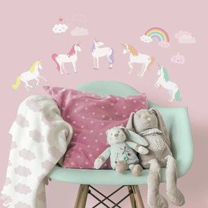 Rainbow Unicorns Peel and Stick Wall Decals Unicorn Stickers Room Home Decor Art